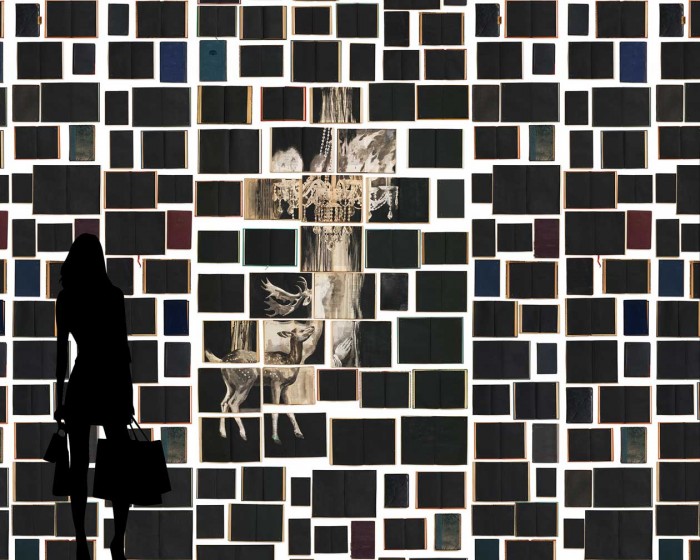 Flächenansicht der NLXL Tapete EKA-05 Biblioteca von Ekaterina Panikanova.