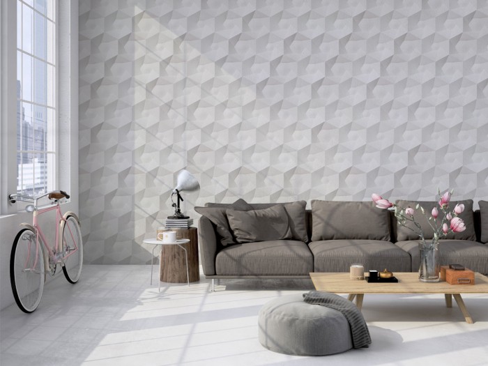 Tapete im Wohnzimmer - Wohnzimmertapete von NLXL VOS-01 Hexa Ceramics Wallpaper von Studio Roderick Vos