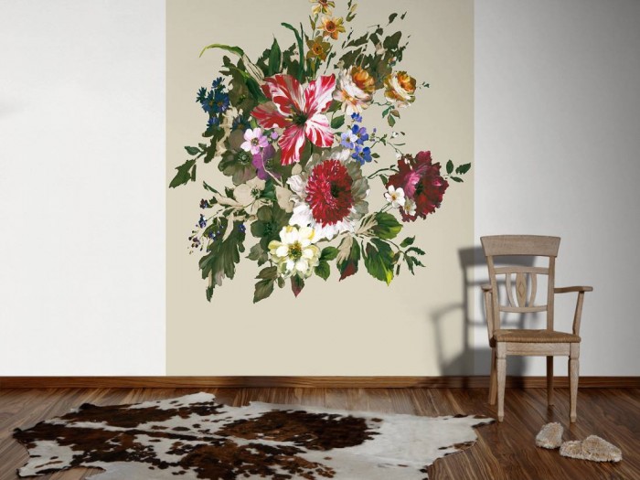 Ein Foto von dem Design-Fotopanel Blumen-Bouquet Beige von Joop tapeziert an der Wand. Bestelle Deine Bildtapete online.