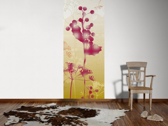 Ein Foto von dem Design-Fotopanel Blüten in Gelb-Rot, Artwork tapeziert an der Wand. Bestelle Deine Bildtapete online.