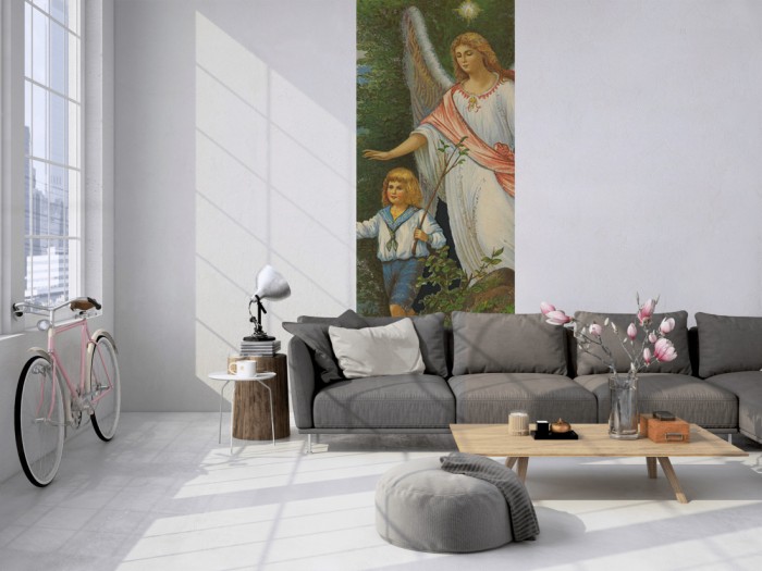 Das Design-Fotopanel Schutzengel Gemälde, Vintage tapeziert in einem Loft. Bestelle die Bildtapete für Deine Wand online.