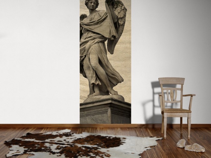 Ein Foto von dem Design-Fotopanel Engel Statue der Engelsbrücke, Rom tapeziert an der Wand. Bestelle Deine Bildtapete online.
