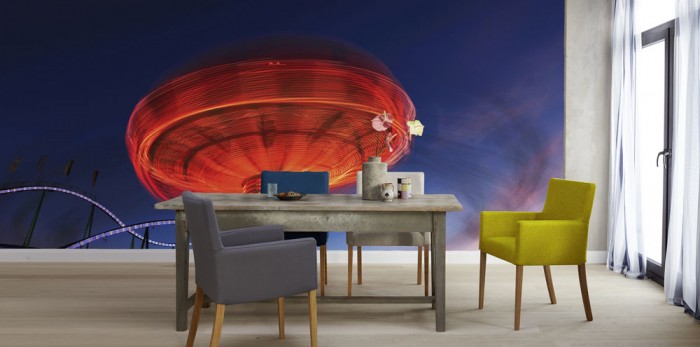 3D-Fototapete Karussell in Bewegung, Oktoberfest in München