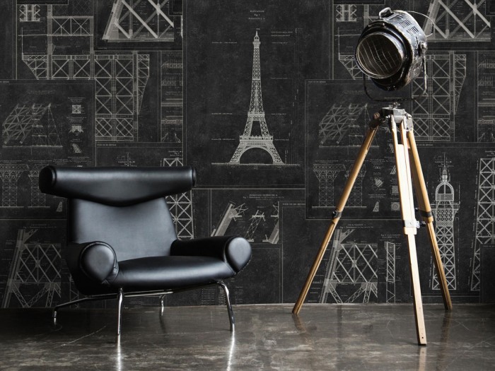 Raumansicht der Selected Walls Tapete Paris Construction Wallpaper Col. 01