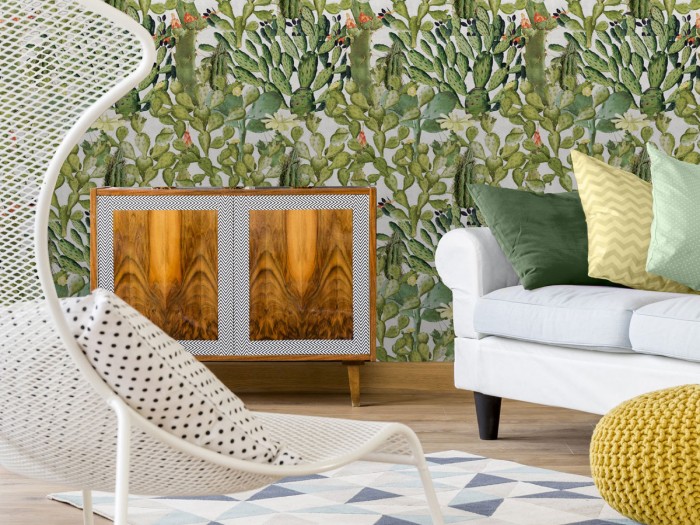 Raumansicht der Selected Walls Tapete Los Mochis Cacti Wallpaper Col. 01