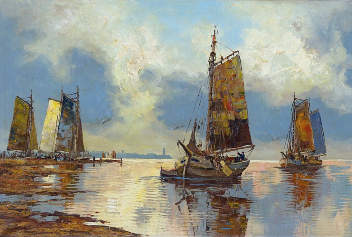 Die Fototapete Kunst, Ölgemälde Schiffe im Meer, eine Vlies-Fototapete bei Livingwalls Cologne online kaufen. Die Fototapete Kunst, Ölgemälde Schiffe im Meer ist eine Fototapete auf Maß.