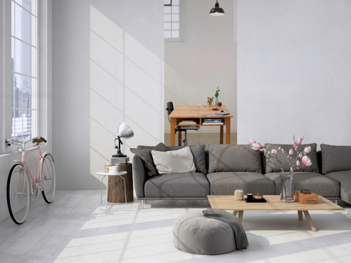 Das 3D-Fotopanel Büro, Think about it tapeziert in einem Loft. Bestelle die Bildtapete für Deine Wand online.