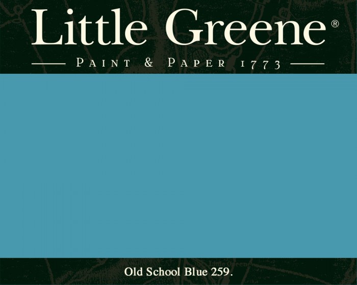 Englische Farbe von Little Greene Old School Blue 259 - Hochwertige Farbe gestrichen an der Wand