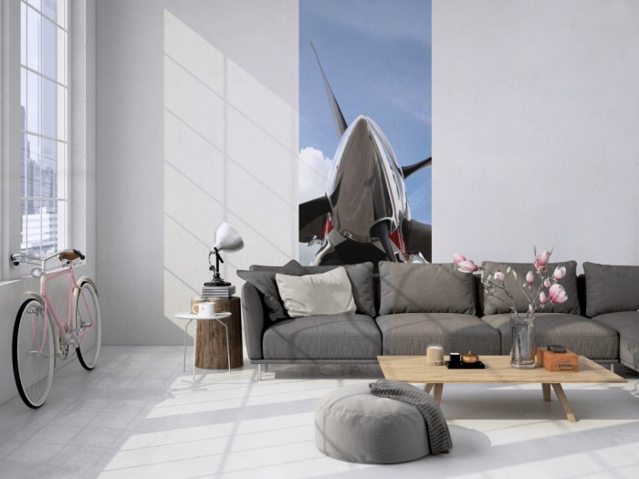 Das 3D-Fotopanel Propeller eines Flugzeuges tapeziert in einem Loft. Bestelle die Bildtapete für Deine Wand online.
