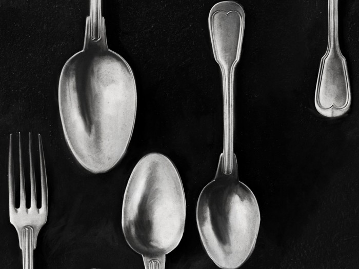 Detailansicht der Selected Walls Tapete Bergamo Cutlery Wallpaper Col. 03