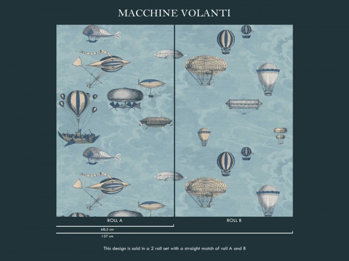 Bestellhinweis zu der Fornasetti Tapete 114/10021 Macchine Volanti