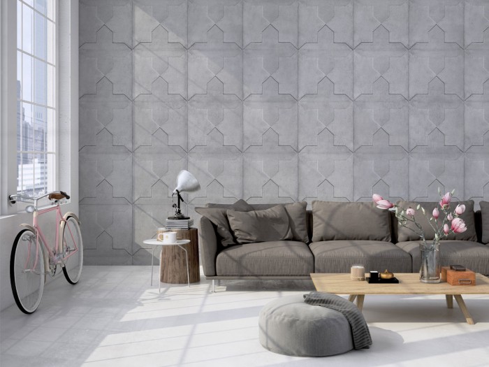 Tapete im Wohnzimmer - Wohnzimmertapete von NLXL NDE-03 Moulded Cross Wallpaper von Nada Debs