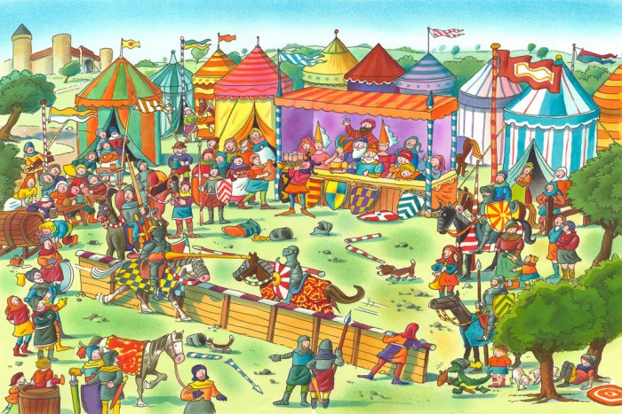Die Fototapete Ritterfest, Wimmelbild für Kinder, eine Vlies-Fototapete bei Livingwalls Cologne online kaufen. Die Fototapete Ritterfest, Wimmelbild für Kinder ist eine Fototapete auf Maß.