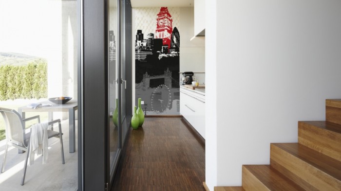 Ein Foto von dem 3D-Design-Fotopanel London England, Artwork tapeziert in der Küche. Bestelle Deine Bildtapete online.