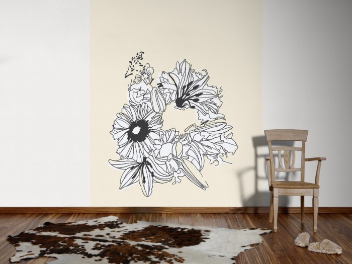 Ein Foto von dem Design-Fotopanel Flower-Power Blüte Creme tapeziert an der Wand. Bestelle Deine Bildtapete online.