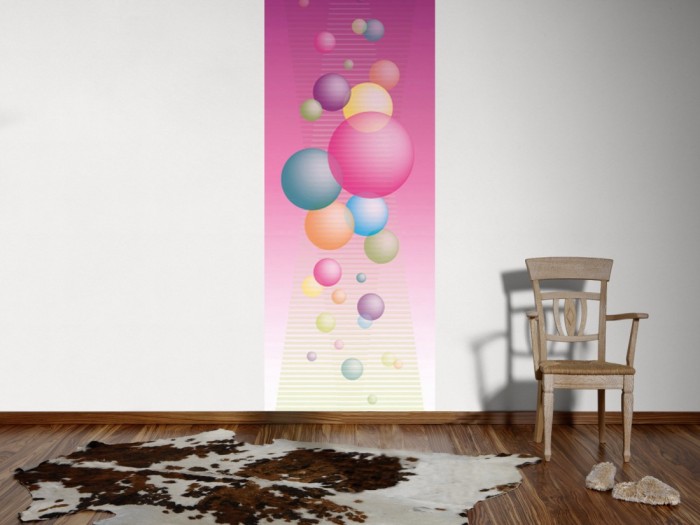 Ein Foto von dem 3D-Design-Fotopanel Schwebende Bälle, Artwork tapeziert an der Wand. Bestelle Deine Bildtapete online.