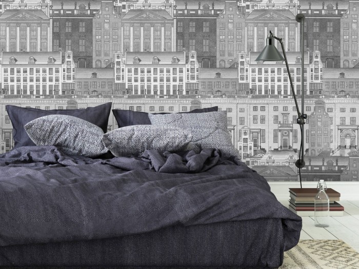 Raumansicht der Selected Walls Tapete Amsterdam Facade Wallpaper Col. 01