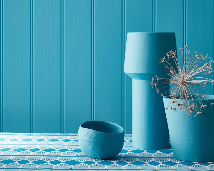 Die Little Greene Farbe Old School Blue im Wohnbereich gestrichen