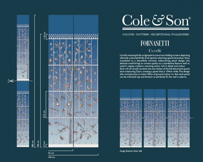 Bestellhinweis zu der Fornasetti Tapete 114/11023 Uccelli