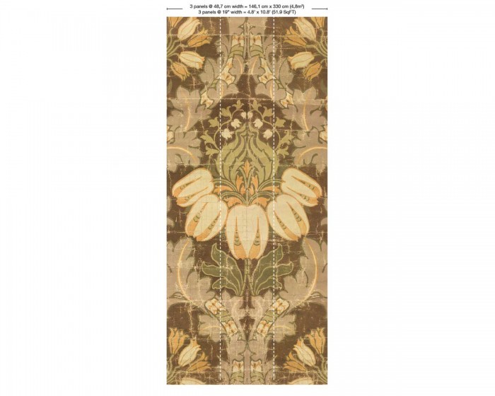 Abmessungen der NLXL Tapete MRV-02 Big Pattern Luther von Mr & Mrs Vintage, in der Variante mit 3 Bahnen.