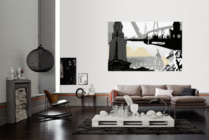 Die Design-Fototapete Hamburg Deutschland, Artwork als Wandbild im Wohnzimmer. Die Vlies-Design-Fototapete Hamburg Deutschland, Artwork verschönert als Wandbild Deine Wand.