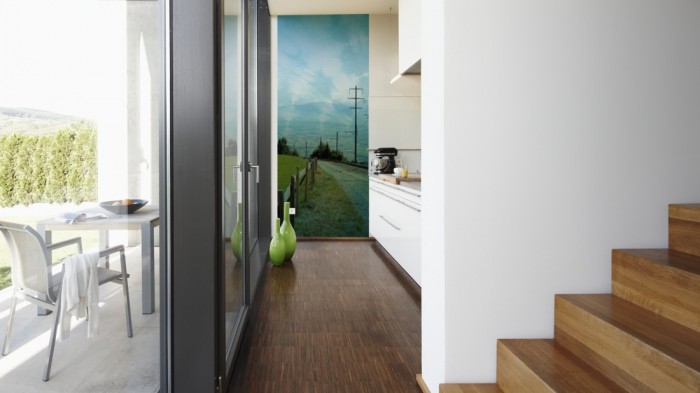 Ein Foto von dem 3D-Fotopanel Landstraße in den Bergen, Vintage tapeziert in der Küche. Bestelle Deine Bildtapete online.