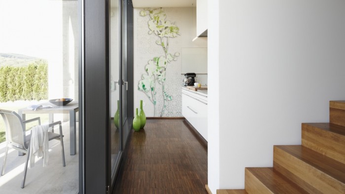 Ein Foto von dem Design-Fotopanel Abstrakte Blüten, Artwork tapeziert in der Küche. Bestelle Deine Bildtapete online.