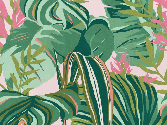 Detailansicht der Selected Walls Tapete Miami Leafs Wallpaper Col. 01