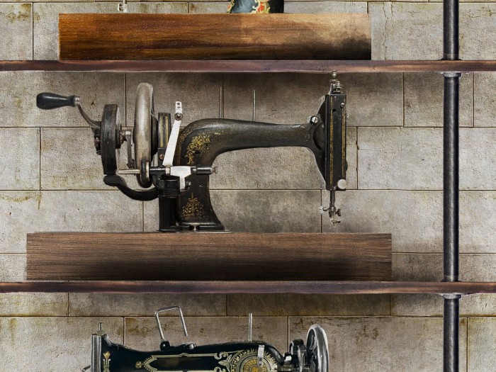 Detailansicht der Selected Walls Tapete Breslau Sewing Machines Wallpaper Col. 01
