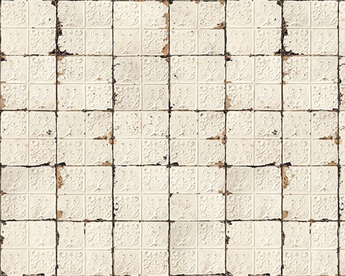 Flächenansicht der NLXL Tapete TIN-02 Brooklyn Tins von Merci.