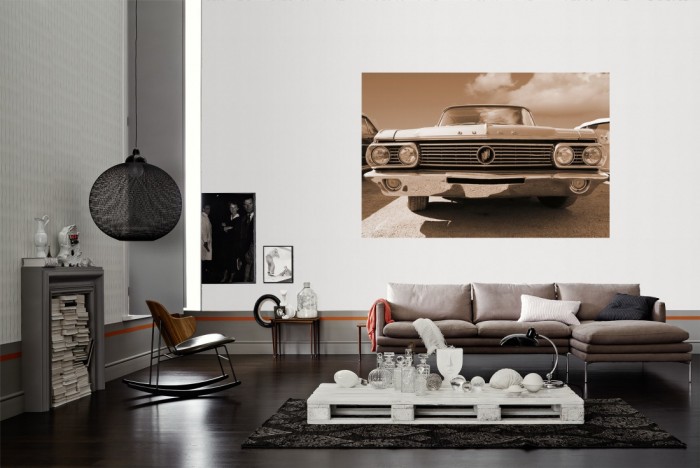 Die Fototapete Oldtimer Buick Cadillac als Wandbild im Wohnzimmer. Die Vlies-Fototapete Oldtimer Buick Cadillac verschönert als Wandbild Deine Wand.