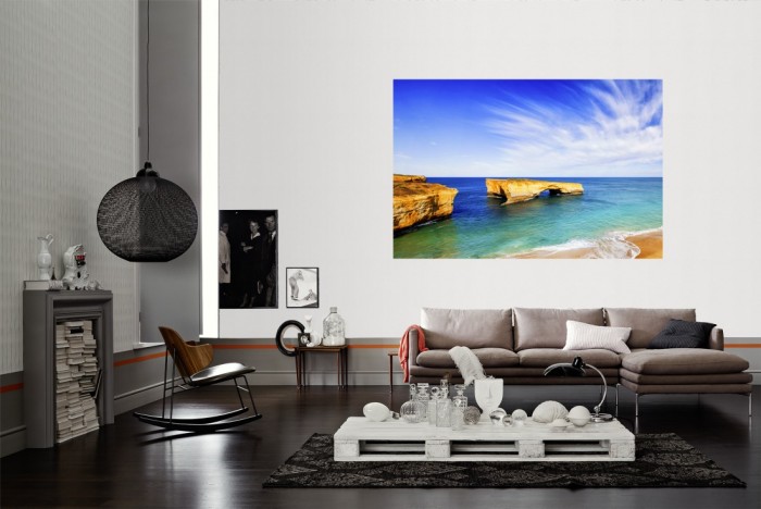 Die Fototapete Meer in Australien, London Bridge als Wandbild im Wohnzimmer. Die Vlies-Fototapete Meer in Australien, London Bridge verschönert als Wandbild Deine Wand.