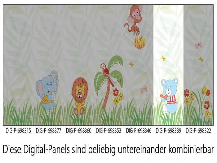 Das Panel ist Bestandteil des Gesamtmotives Dschungelfieber, ist aber auch einzeln einsetzbar.