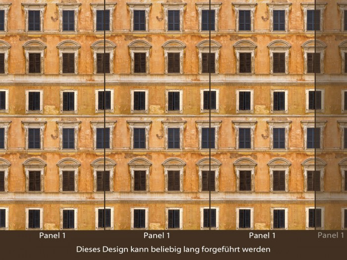 Die naturfarbene Designtapete Closed Facade Wallpaper mit einer sich wiederholenden Bahn.