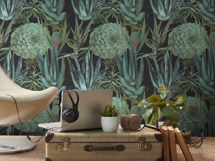 Raumansicht der Selected Walls Tapete San Nicolas Aloe Wallpaper Col. 01