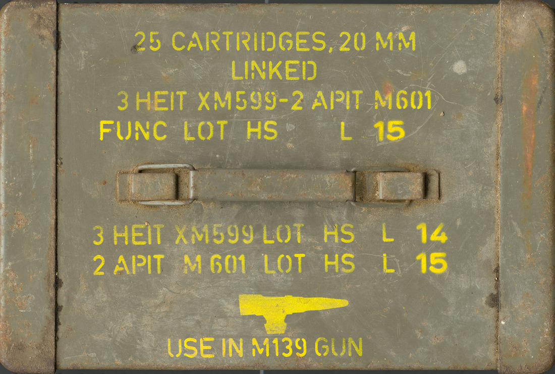 Vorschau: Die Fototapete Militär Munitionskiste M139 Gun, eine