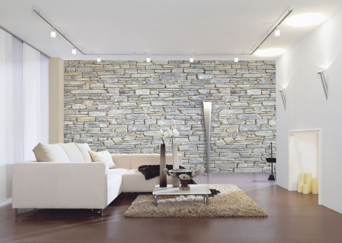 3D-Fototapete Stein Wand, Naturstein grau