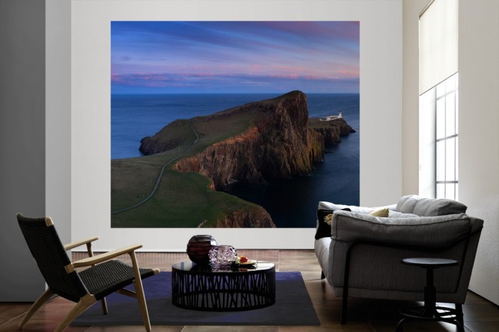 Die Fototapete Meer in Schottland, Neist Point, Isle of Skye als große Bildtapete im Wohnzimmer. Als Bildtapete ist die Fototapete Meer in Schottland, Neist Point, Isle of Skye ein besonderes Highlight auf Vliestapete.