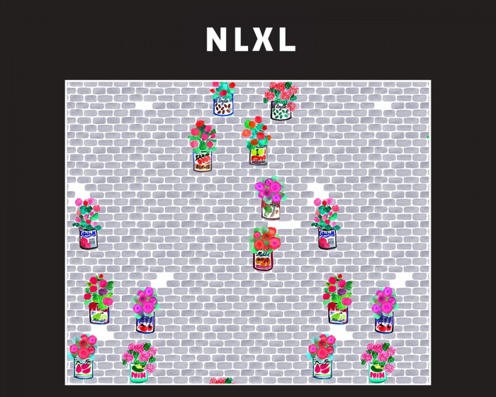 Flächenansicht der NLXL Tapete PNO-10 Gerani von Paola Navone.