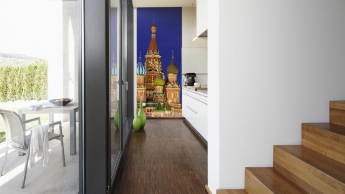 Ein Foto von dem 3D-Fotopanel Basilius Kathedrale, Moskau tapeziert in der Küche. Bestelle Deine Bildtapete online.
