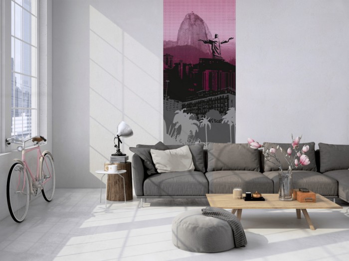 Das 3D-Design-Fotopanel Rio de Janeiro Brasilien, Artwork tapeziert in einem Loft. Bestelle die Bildtapete für Deine Wand online.