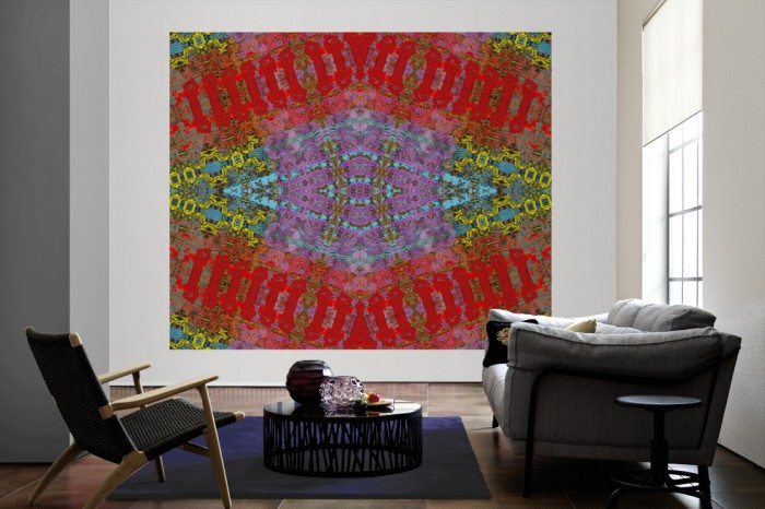 Die Designer-Fototapete Kaleidoskop Freedom, Artwork by Mylumi als große Bildtapete im Wohnzimmer. Als Bildtapete ist die Designer-Fototapete Kaleidoskop Freedom, Artwork by Mylumi ein besonderes Highlight auf Vliestapete.