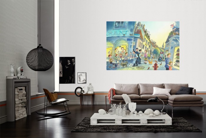 Die Fototapete Paris am Abend, Kindertapete als Wandbild im Wohnzimmer. Die Vlies-Fototapete Paris am Abend, Kindertapete verschönert als Wandbild Deine Wand.