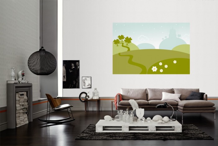 Die Design-Fototapete Märchenwelt, Artwork für Kinder als Wandbild im Wohnzimmer. Die Vlies-Design-Fototapete Märchenwelt, Artwork für Kinder verschönert als Wandbild Deine Wand.