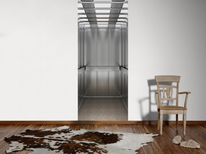 Ein Foto von dem 3D Fotopanel Heller Aufzug tapeziert an der Wand. Bestelle Deine Bildtapete online.