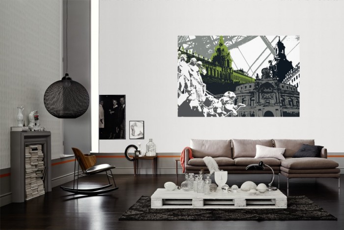 Die Design-Fototapete Dresden Deutschland, Artwork als Wandbild im Wohnzimmer. Die Vlies-Design-Fototapete Dresden Deutschland, Artwork verschönert als Wandbild Deine Wand.