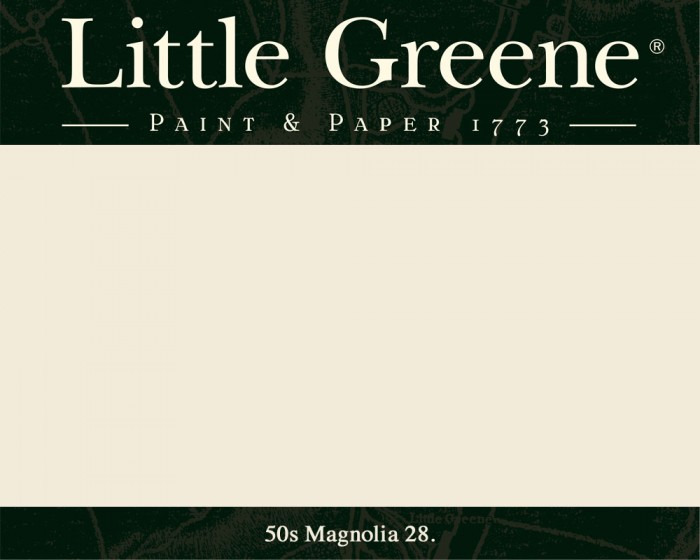 Englische Farbe von Little Greene 50s Magnolia 28 - Hochwertige Farbe gestrichen an der Wand