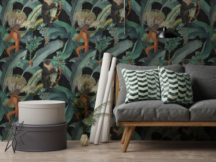 Raumansicht der Selected Walls Tapete Kingston Monkeys Wallpaper Col. 01