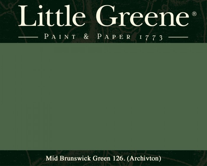 Englische Farbe von Little Greene Mid Brunswick Green 126 - Hochwertige Farbe gestrichen an der Wand