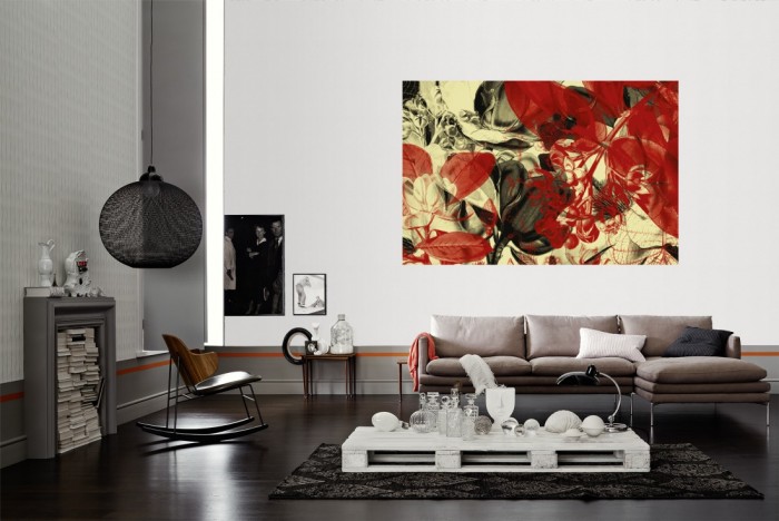 Die Designer-Fototapete Botanischer Garten, Artwork by Mylumi als Wandbild im Wohnzimmer. Die Vlies-Designer-Fototapete Botanischer Garten, Artwork by Mylumi verschönert als Wandbild Deine Wand.